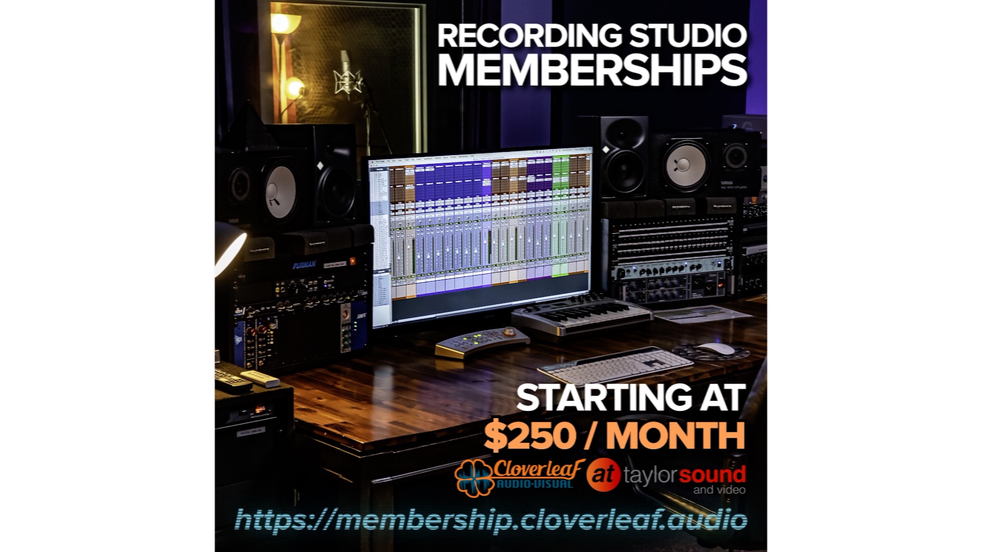 Recording Studio Memberships at Taylor Sound – Managed by Cloverleaf Audio Visual